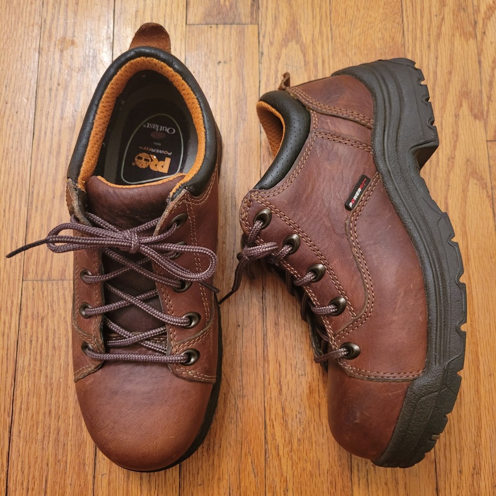Timberland Pro Work Shoes Brown Leather‎ Oxfords EH Safety 6M Reinforced Toe Y2K